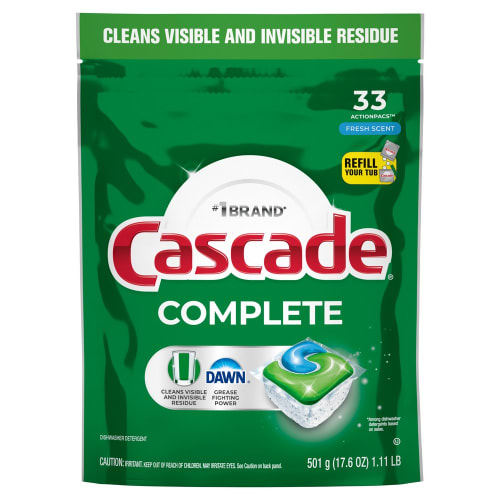 Cascade Complete Dishwasher Pods, Fresh Scent, 33 ct